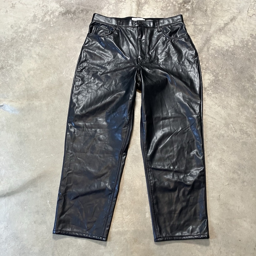Abercrombie Fitch Pants Womens 32/14 Black Ankle Straight Ultra High Rise Vegan
